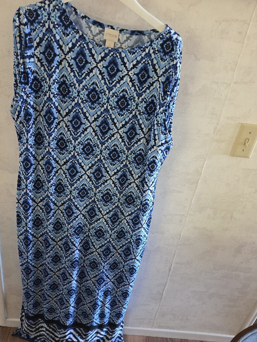 Chicos Blue Geometric Sleeveless Knit Dress